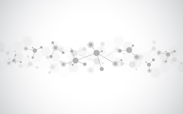 Abstrakter hintergrund von molekularen strukturen. moleküle oder dna-strang, gentechnik, neuronale netze, innovationstechnologie, wissenschaftliche forschung. technologie-, wissenschafts- und medizinkonzept.