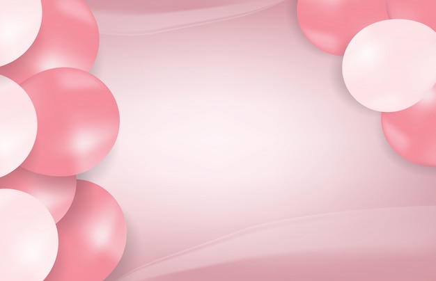 Abstrakter hintergrund von rosa ballonen, süße geburtstagsfeier