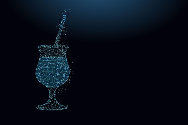 Vektor abstrakter icon-cocktail aus linien und dreiecken im low-poly-stil