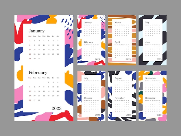 Abstrakter kalender 2023 neujahrsdesign