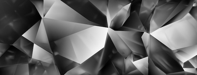 Abstrakter kristallhintergrund in schwarzen und grauen farben mit highlights auf den facetten und lichtbrechung