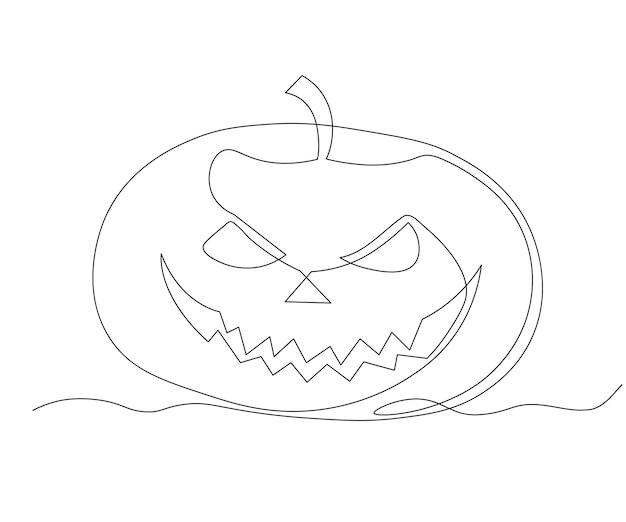 Abstrakter kürbis für halloween, durchgehende einzeilige zeichnung