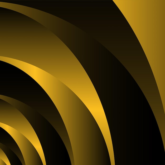 Abstrakter Kurvenstreifenmusterhintergrund in der Gold- und Schwarzgradientenfarbe
