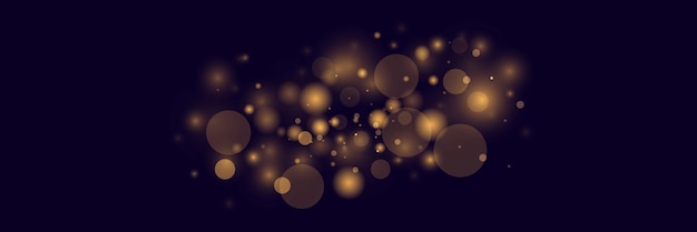 Abstrakter magischer Licht-Effekt mit goldenen fliegenden Bokeh-Highlights isoliert