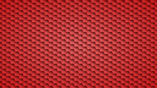 Abstrakter Metallhintergrund mit sechseckigen Löchern in roten Farben