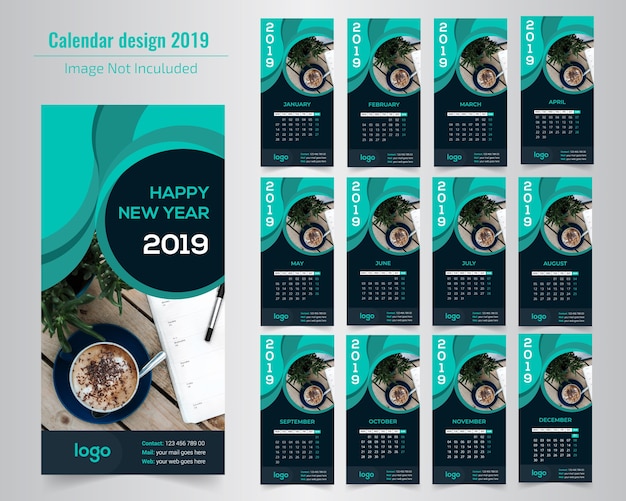 Abstrakter moderner kalender 2019