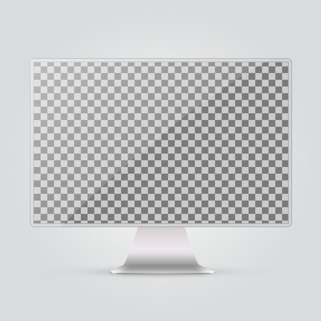 Abstrakter monitorsilberfarbe mit schwarzem, leerem touchscreen isoliert auf weißem hintergrund realistische mock-up-vektorillustration