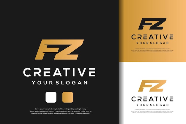 Abstrakter monogrammbuchstabe fz logo design