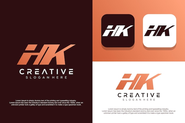 Abstrakter monogrammbuchstabe hk-logo-design