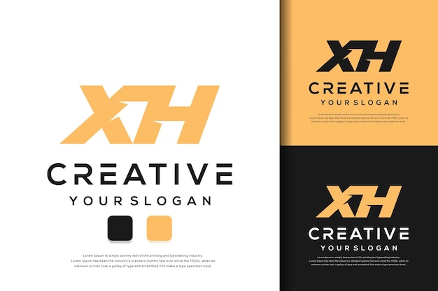 Abstrakter monogrammbuchstabe xh logo design