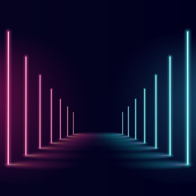 Abstrakter Neonhintergrund mit bunten Lichtstrahlen Illustration