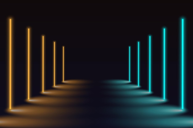 Abstrakter Neonhintergrund mit bunten Lichtstrahlen Illustration