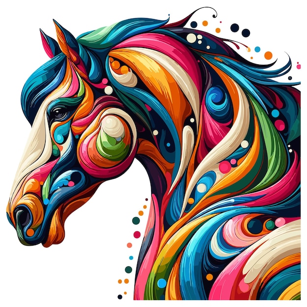 Abstrakter Pferdekopf mehrfarbige Farben farbige Zeichnungsvektorillustration