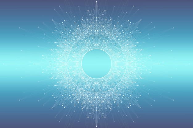 Abstrakter Plexushintergrund mit verbundenen Linien und Punkten. Molekül- und Kommunikationshintergrund. Grafischer Hintergrund für Ihr Design. Linien Plexus Big Data Visualisierung. Illustration.