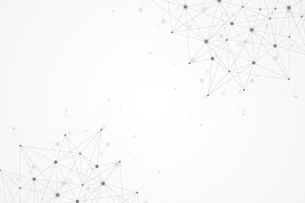 Abstrakter polygonaler Hintergrund mit verbundenen Linien und Punkten minimalistisches geometrisches Mustermolekül ...