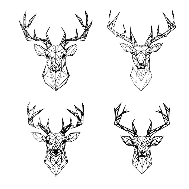 Vektor abstrakter polygonaler kopf eines hirsches geometrischer linearer tiervektor