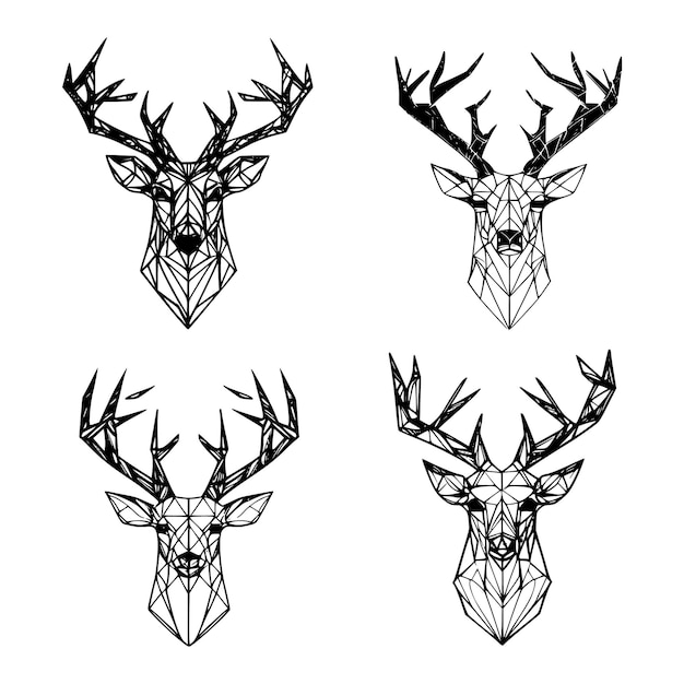 Abstrakter polygonaler Kopf eines Hirsches Geometrischer linearer Tiervektor