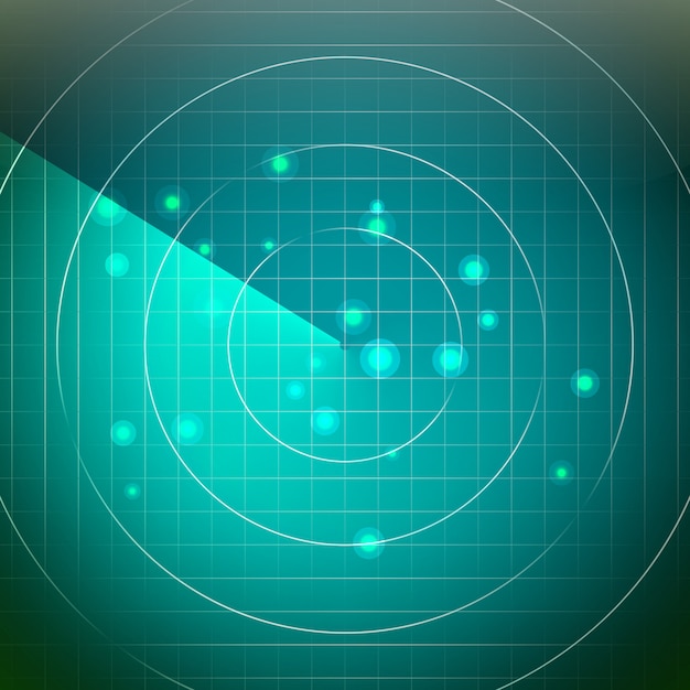 Abstrakter Radar-Vektor. Bildschirm über quadratischen Gitterlinien. Hintergrund der HUD-Benutzeroberfläche.