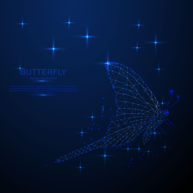 Abstrakter Schmetterling im Low-Poly-Design des Weltraums