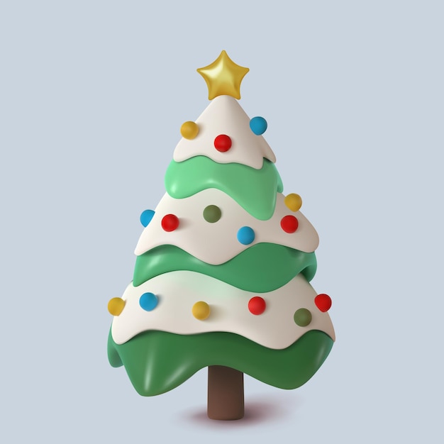 Vektor abstrakter schnee weihnachtsbaum mit spielzeug geschmückt vektor 3d-darstellung frohes neues jahr und frohe weihnachten