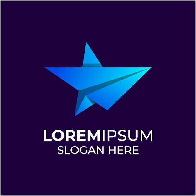 Abstrakter Stern mit Origami-Flugzeug-Logo-Vorlage