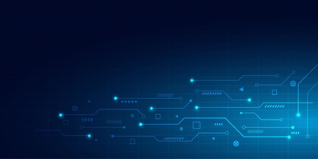 Abstrakter Technologiehintergrund blau. Digitales Design der Leiterplatte.