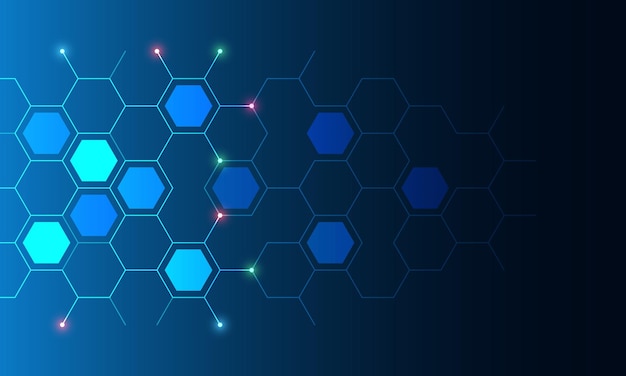 Abstrakter Technologiehintergrund und Gestaltungselement mit Sechseckmuster und geometrischen Formen