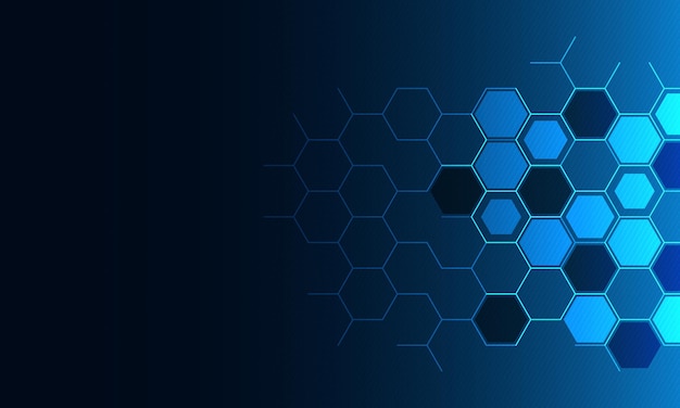 Abstrakter Technologiehintergrund und Gestaltungselement mit Sechseckmuster und geometrischen Formen