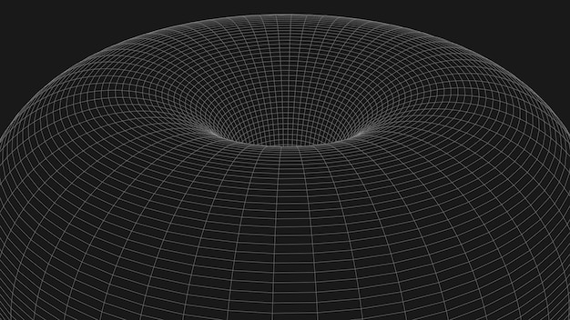 Abstrakter Tunnel mit einer weißen Maschenstruktur auf dunklem Hintergrund 3D-Raster aus Tunneln und Korridoren Vektor-Wurmloch
