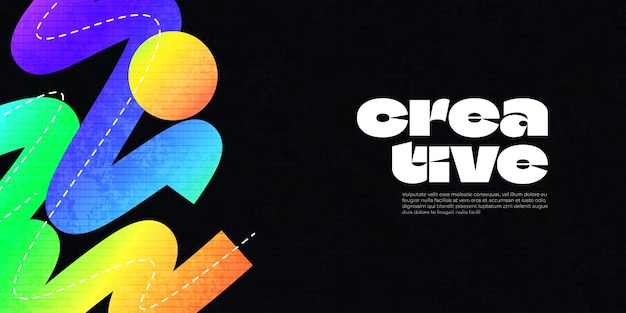 Abstrakter und kreativer Hintergrund mit farbenfrohen Gradienten, Retro-Elementen und Texture-Effekten, Cover- oder Banner-Design-Vorlage mit modernem und minimalistischem Stil