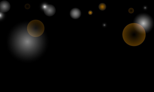 Abstrakter, unscharfer Vektorhintergrund mit hellem Glanz, Bokeh und leuchtenden Partikeln in schwarzer Farbe. Lighti