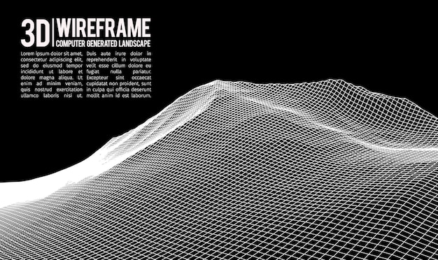 Abstrakter Vektorlandschaftshintergrund Cyberspace-Landschaftsraster d Technologie-Vektorillustration