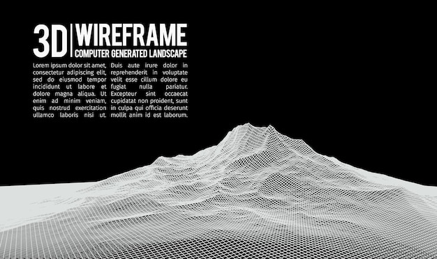 Abstrakter Vektorlandschaftshintergrund Cyberspace-Landschaftsraster d Technologie-Vektorillustration