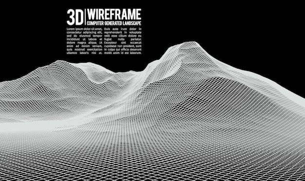 Abstrakter vektorlandschaftshintergrund cyberspace-landschaftsraster d technologie-vektorillustration