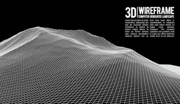 Abstrakter Vektorlandschaftshintergrund Cyberspace-Landschaftsraster d Technologie-Vektorillustration