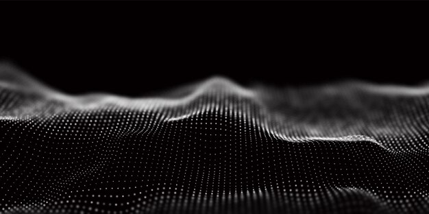 Vektor abstrakter weißer partikelhintergrund strömungswelle mit punktlandschaft digitale datenstruktur