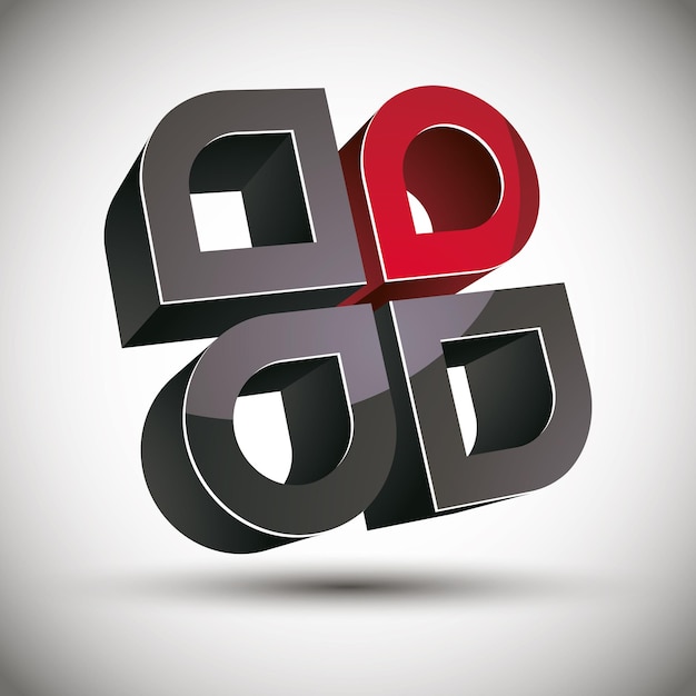 Abstraktes 3D-Symbol mit 4 Elementen, Vektor.