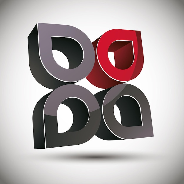 Abstraktes 3D-Symbol mit 4 Elementen, Vektor.