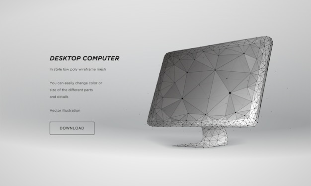 Abstraktes 3d Überwachungsgerät, niedriges Polywireframe