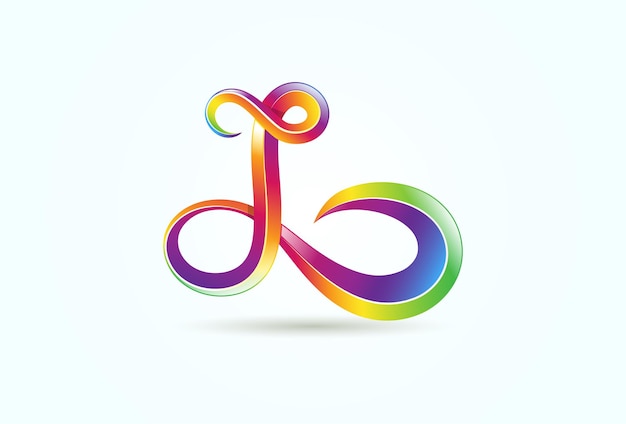 Abstraktes anfangs-l-infinity-logo, farbverlaufsbuchstabe l und kombination aus zwei unendlichkeitssymbolen