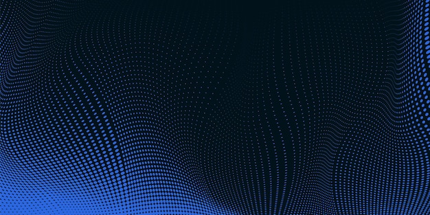 Abstraktes blaues Halbton-Gradient auf dunkelblauem Hintergrund dynamisches gestricheltes Muster mit glattem
