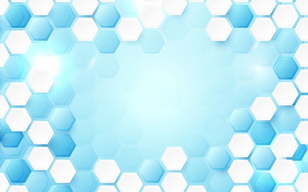 Abstraktes blaues und weißes Hexagonmuster