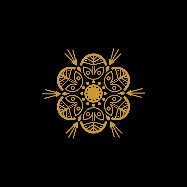 Abstraktes blumenmandala-goldvektorlogo