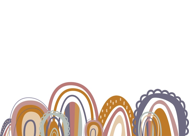 Vektor abstraktes boho-regenbogen-grenzdesign für kinderzimmer-dekor-flyer-karte oder einladung