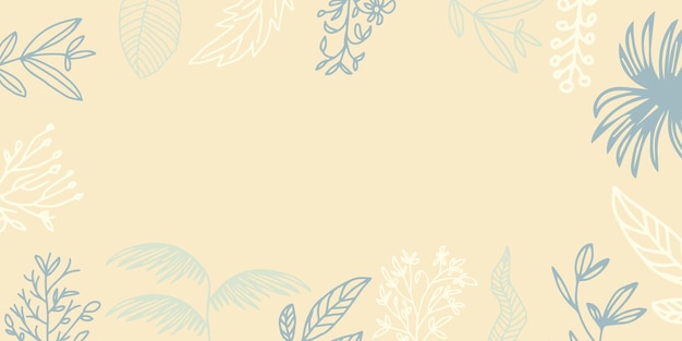 Abstraktes botanisches Blatt und handgezeichneter Blumenrahmen