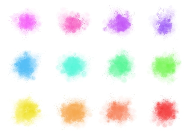 Abstraktes buntes Aquarellspritzset