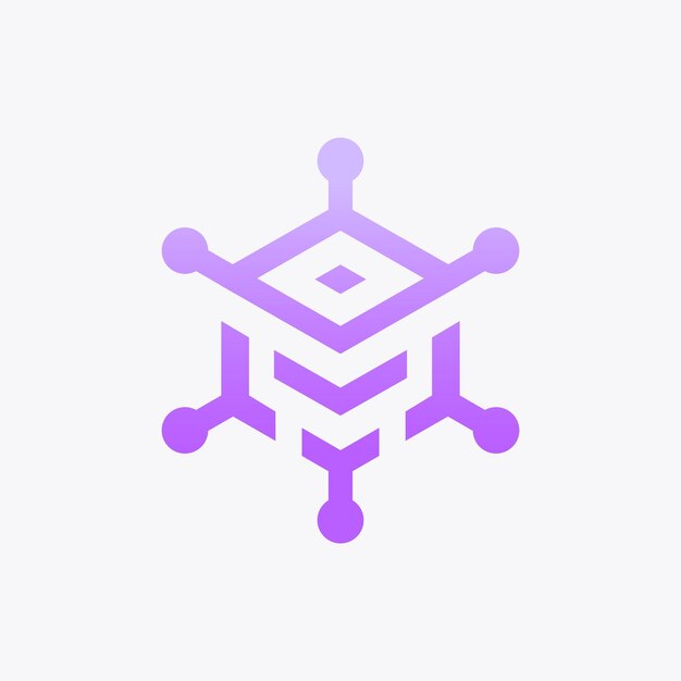Abstraktes Datenstapel-Logo in Form eines Sechsecks mit einem Punktsymbol in jeder Ecke.