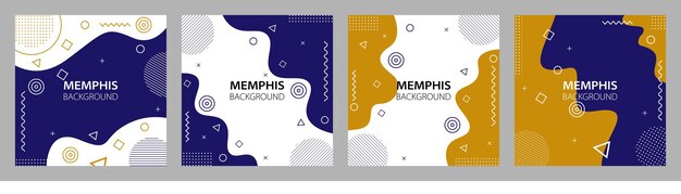 Abstraktes Design des bunten Memphis-Hintergrundes. Trendige quadratische Vorlage.