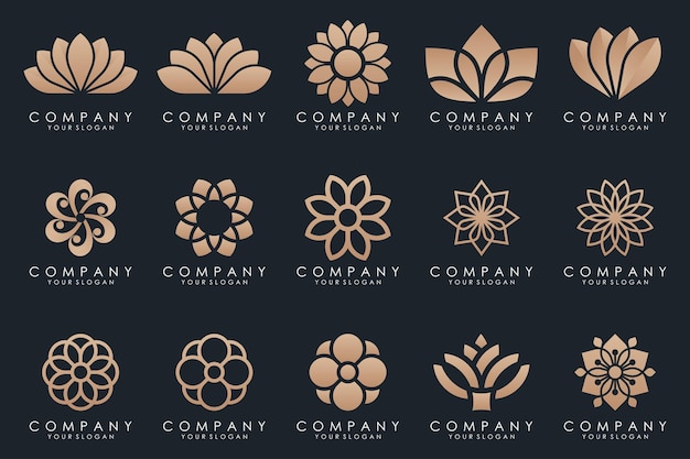 Vektor abstraktes, elegantes blumen-rose-logo-icon-set