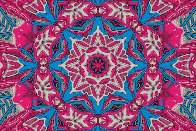 Abstraktes farbiges Fraktal mit kaleidoskopischer Musterillustration für Design